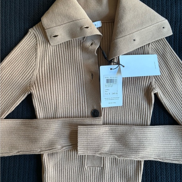 Reiss Tan Ribbed Cardigan - Picture 8 of 11